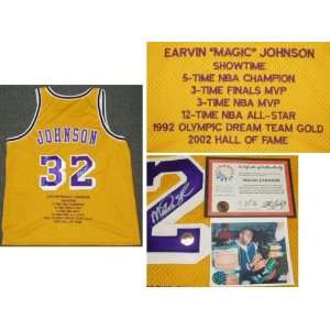  Magic Johnson Signed Lakers Throwback Gold Jersey Sports 