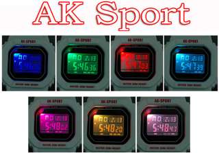   Children Alarm Waterproof 7 Modes Light Sport Wrist Watch + 5 Colors
