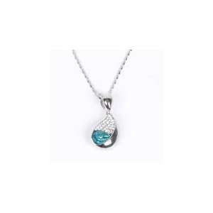   Blue Oval Crystal Pendant Silver Artisan Necklace Jn1 Jewelry