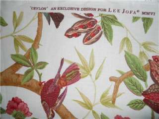 Lee Jofa CEYLON Linen Drapes printed bird Curtains PAIR  