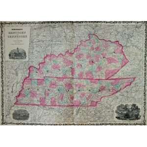    Johnson Map of Kentucky and Tennessee (1863)