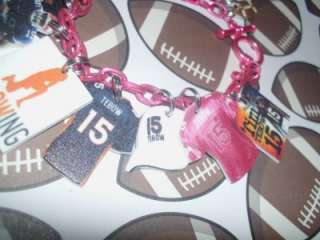 Tim Tebow charms bracelet 316, 11 charms OOak Denver Broncos 