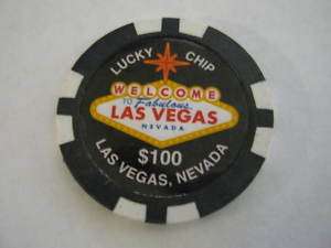 Las Vegas Casino Poker Chip Magnet $100 Lucky Chip  