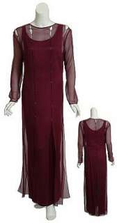 TOM AND LINDA PLATT Wine Silk Dress Gown 1X 16 18 NEW  
