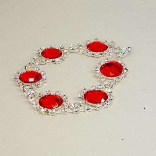 Handmade link bracelet tomato red sets rhinestone surround glitter 