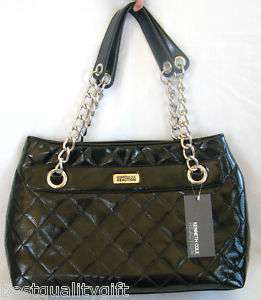 KENNETH COLE REACTION CUTE QUILT BLACK PVC TOTE BAG NEW 829418416476 