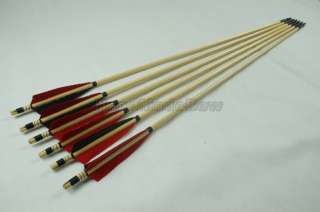 LA 12x Trad. ARROW Wood shaft NEW multicolor feathers For Longbow 