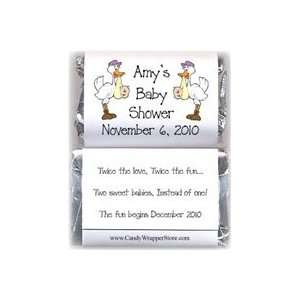  MINIBS203TWINS   Twins Stork Baby Shower Miniature Wrapper 