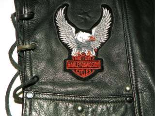 Rare Vintage Harley Davidson Vegas Black Leather Vest M Medium 