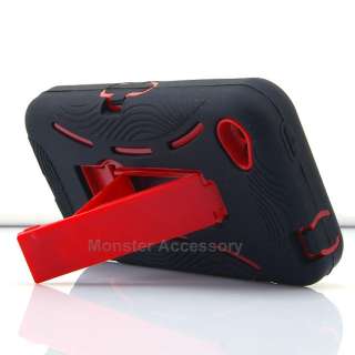 BLACK RED Kickstand Double Layer Hard Case Gel Cover Apple iPhone 4 4S 