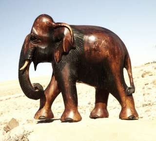 Very Large 3.2kg Old Vtg Wood Carved African Elephant Statue  