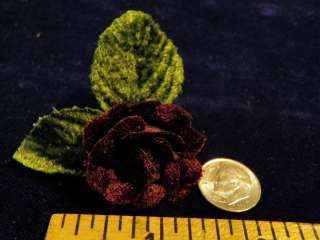 Millinery Flower 1 Doll Size Velvet Rose KQ5 Burgundy  