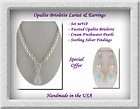 Opalite Briolette Lariat Pearls Necklace Earrings Sterl