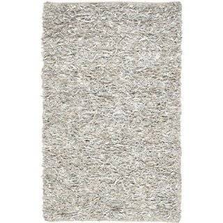   Grey and White Leather Area Rug, 8 Feet by 10 Feet