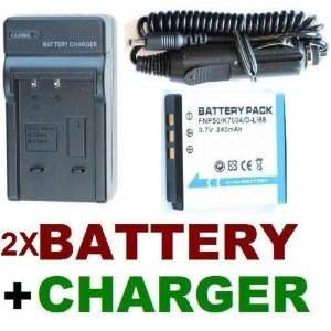AC Wall Charger + Car Charger Adapter + 2 KLIC 7004 Battery Packs for 