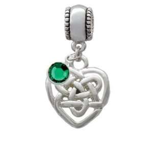   Heart Knot European Charm Bead Hanger with Emerald Swarov Jewelry