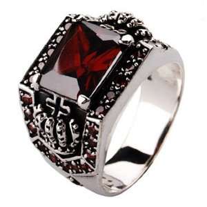 Royal Crown Palace Ring .925 Thai Silver with Red Zirconium Gemstone 