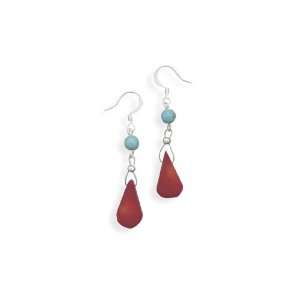  Cleversilvers Turquoise And Red Coral Drop Fashion French 