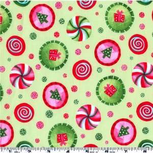  45 Wide Secret Santa Peppermint Candies Light Wintergreen Fabric 