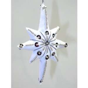   Star Ornament White with Sequins Fair Trade Handmade