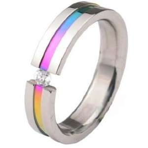  Stainless Steel Anodized Rainbow Ring (5) Jewelry