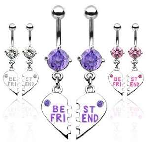  Pair of Best Friend Heart Charm Pendent Tanzanite Cubic 