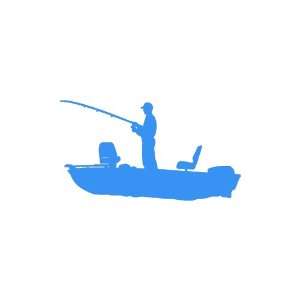  Bass Fishing Boat small 3 Tall LIGHT BLUE vinyl window 