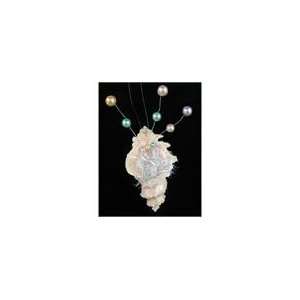  Spiral Seashell With Pearls & Tinsel Christmas Ornament 