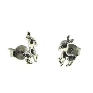    Sterling Silver Mini Little Donkey Earrings on Posts Jewelry
