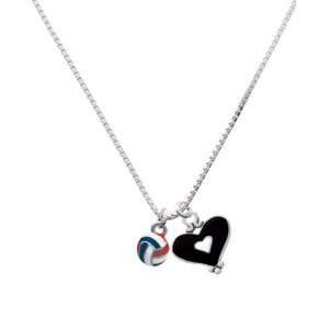 Mini Red, White & Blue Volleyball or Water Polo Ball and Black Heart 