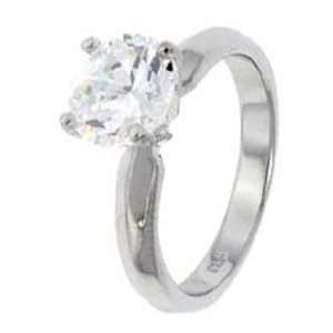   Engagement Ring With Round Cubic Zirconia In Classic Solitaire Setting