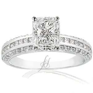   Radiant Cut Diamond Engagement Ring Pave Setting SI1 E CUTVERY GOOD