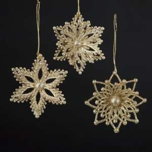  Club Pack of 36 Champagne and Gold Glittered Snowflake 