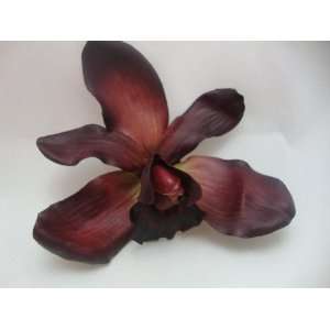  Deep Burgundy Red Orchid Hair Flower Clip 