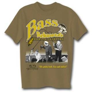 Three 3 Stooges BASS ACKWARDS Funny Fishing Adult T shirt Tee Shirt