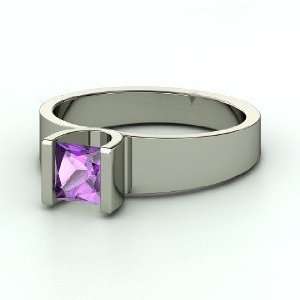    Pure Princess Solitaire, Princess Amethyst Palladium Ring Jewelry