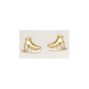  14k Yellow Gold Ice Skate Earrings Jewelry