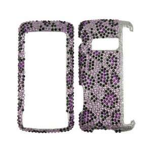  Hard Diamond Phone Protector Case Purple and Black Leopard 