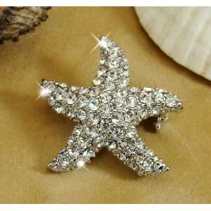  Starfish Crystal CZ Brooch Pin