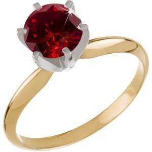 Knife Edge Solitaire 14K Yellow Gold Ring with Fancy Deep Red Diamond 