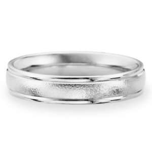  4mm Wire Brushed Band   14k White Gold Jewelry