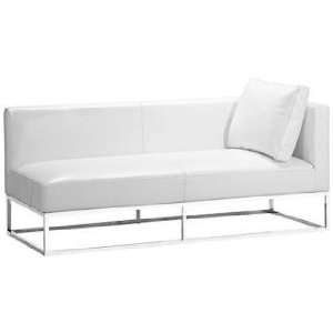    Zuo Atom White Leather Right Arm Facing Bench Sofa