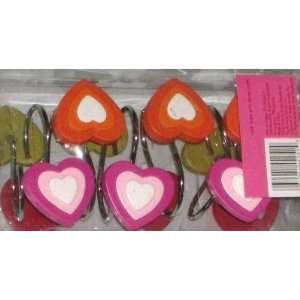 Colorful Heart Shower Curtain Hooks Set of 12 Valentine Set of 12 