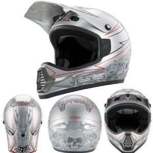 Fox Youth Tracer Pro Print Full Face Helmet Large  Silver 