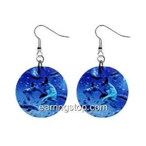  Dolphins Dangle Earrings Jewelry 1 inch Buttons 12398785 