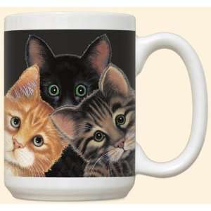   Ceramic Mug   3 kittens   Peeping Toms   Dishwasher & Microwave Safe
