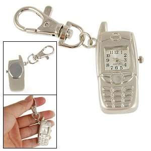  Como Mini Silver Tone Phone Shape Pendant Round Dial Key 