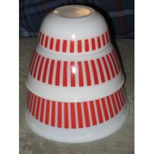   Atlas White Milk Glass Red Candy Stripe Bowl Set