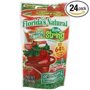 Floridas Natural Sour String Zipper Pouch, Strawberry, 1.5 Ounce Bags 