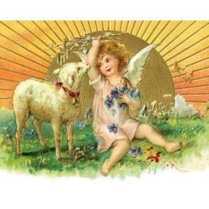  Vintage Angel Cherub with Lamb Mousepad